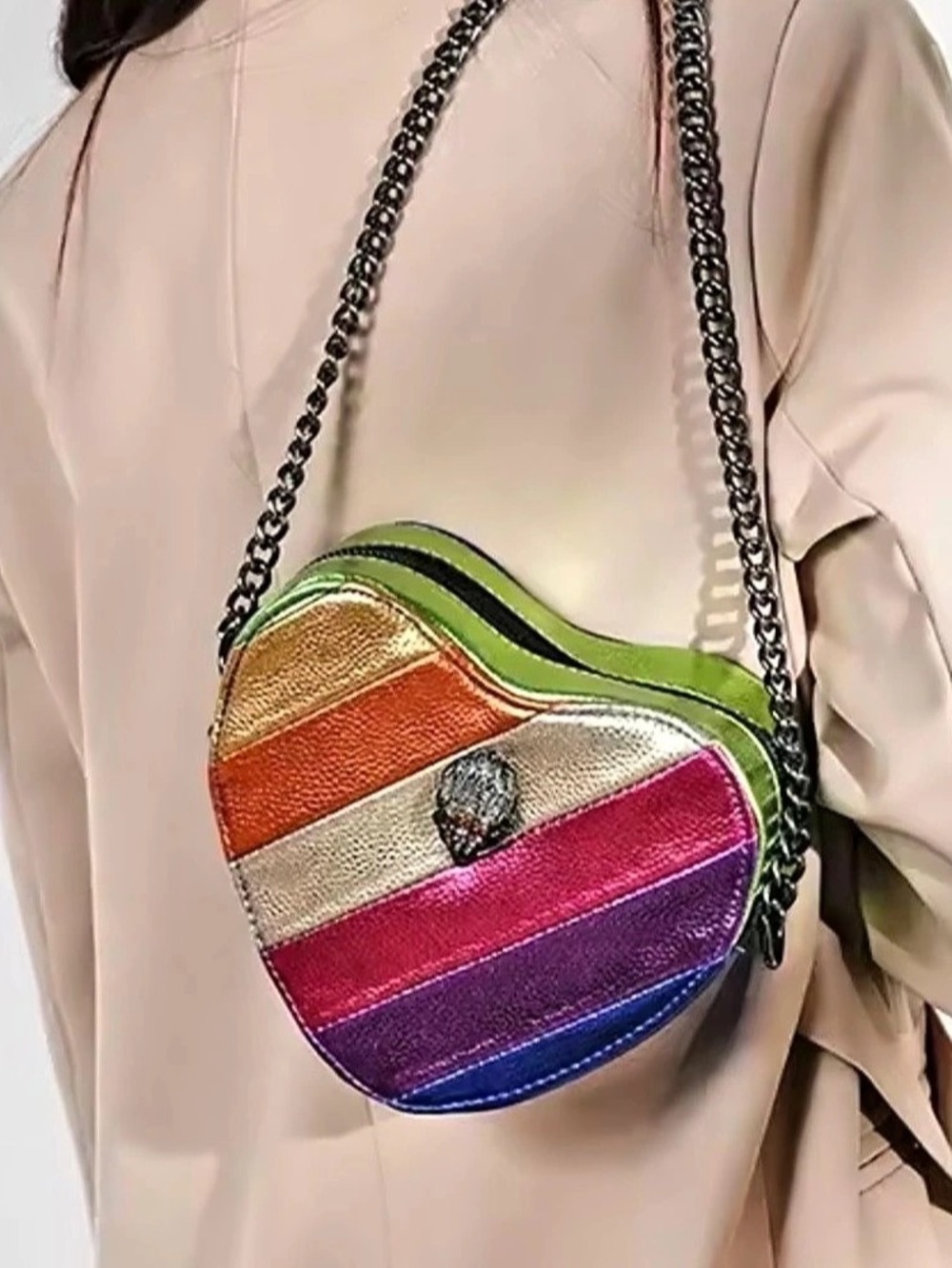 Kurt Geiger London Kensington Heart Crossbody Bag Green Multicolor